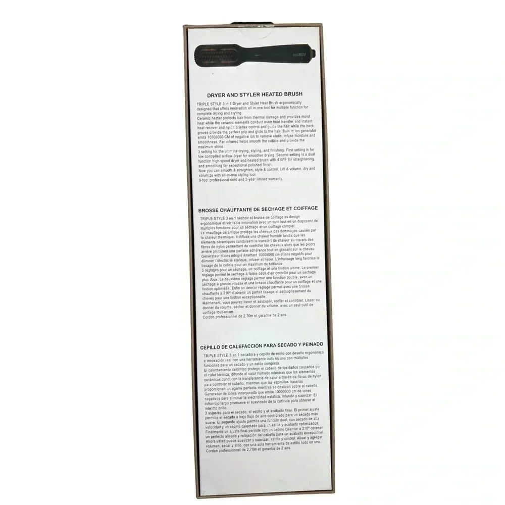 Triple Style Heated Brush 3 in 1 Styler + Dryer NEW and SEALED. - Picture 8 of 9